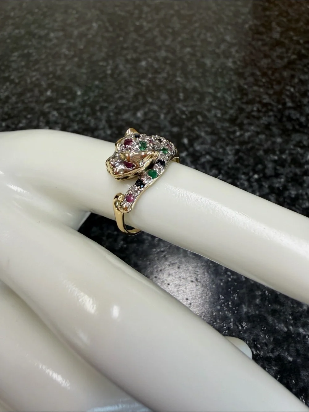 14k panther multi stone ring